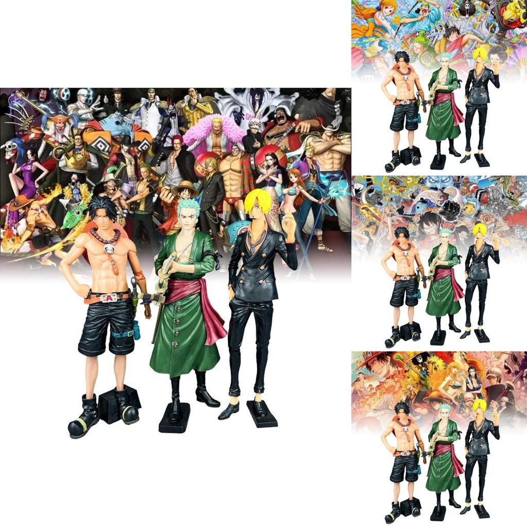 High Quality Pvc Anime Figure Set Featuring Confident Zoro Ace And Sanji Models