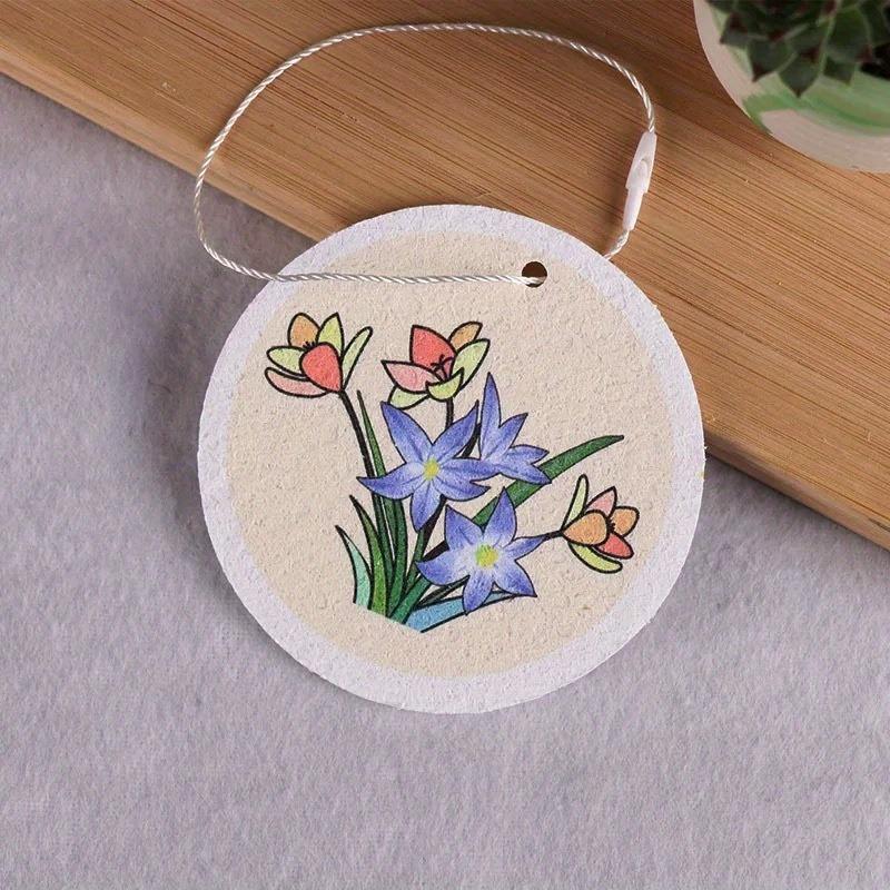 Circular Compressed Wood Pulp Cotton Dishwashing Cloth, Flower Sponge, Dishwashing Brush, Oil-proof Double-sided Cleaning