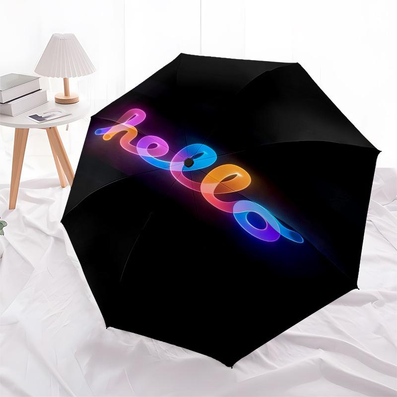 

1pc Neon Rainbow Hello Sign Umbrella with Plastic Handle,Compact & Stylish,Cartoon Pattern,Outdoor UmbrellaPT426