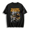 Shark Attack Mech Grafické Tričko Edgy Streetwear Ležérní Volný Top Tričko z Čisté Bavlny