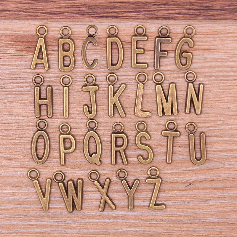 Zinc Alloy Alphabet Charms: 2 Colors, 26 Letter Pendants for Jewelry, Handbag, and Mobile Phone Accessories