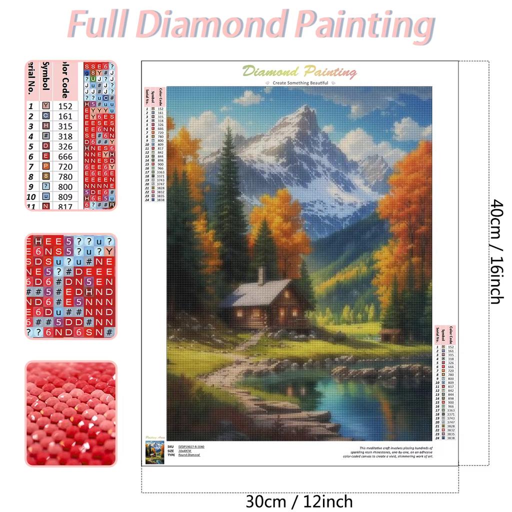 DIY 5D Diamond Painting Landscape Lakeview Full Round Embroidery Kit Starry Sky Modern Friend Gift Home Decor