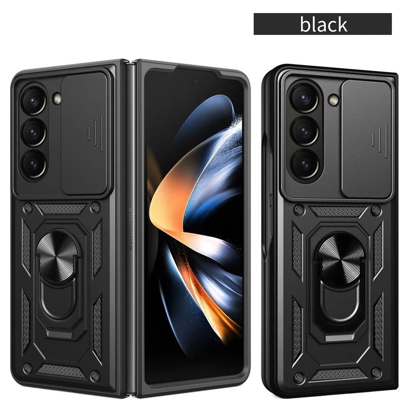 Armor Shockproof Case for Samsung Galaxy Z Fold 6 5 4 3 5G Cover with Ring Magnetic Holder Metal Stand Foldbale