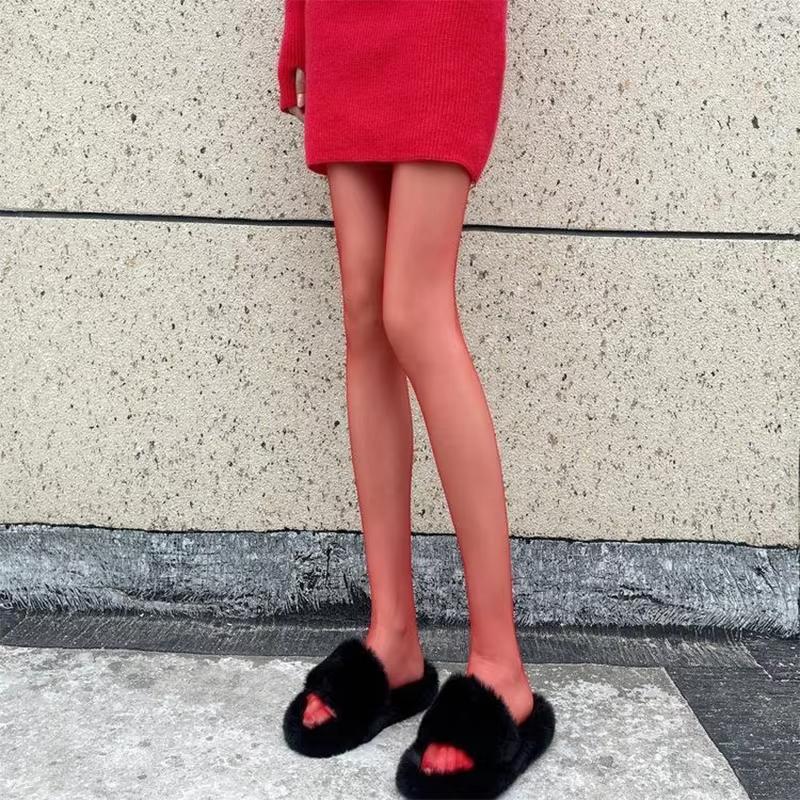 

Women Fashion Red Pantyhose Sexy Thin Velvet Leggings Translucent Elastic Red Tights Woman Ventilation Simplic Slim Pantyhose One Size