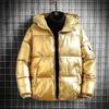 Men's Shiny Hooded Down Cotton Winter Jacket – Thick, Trendy, Short, Plus Size Available
