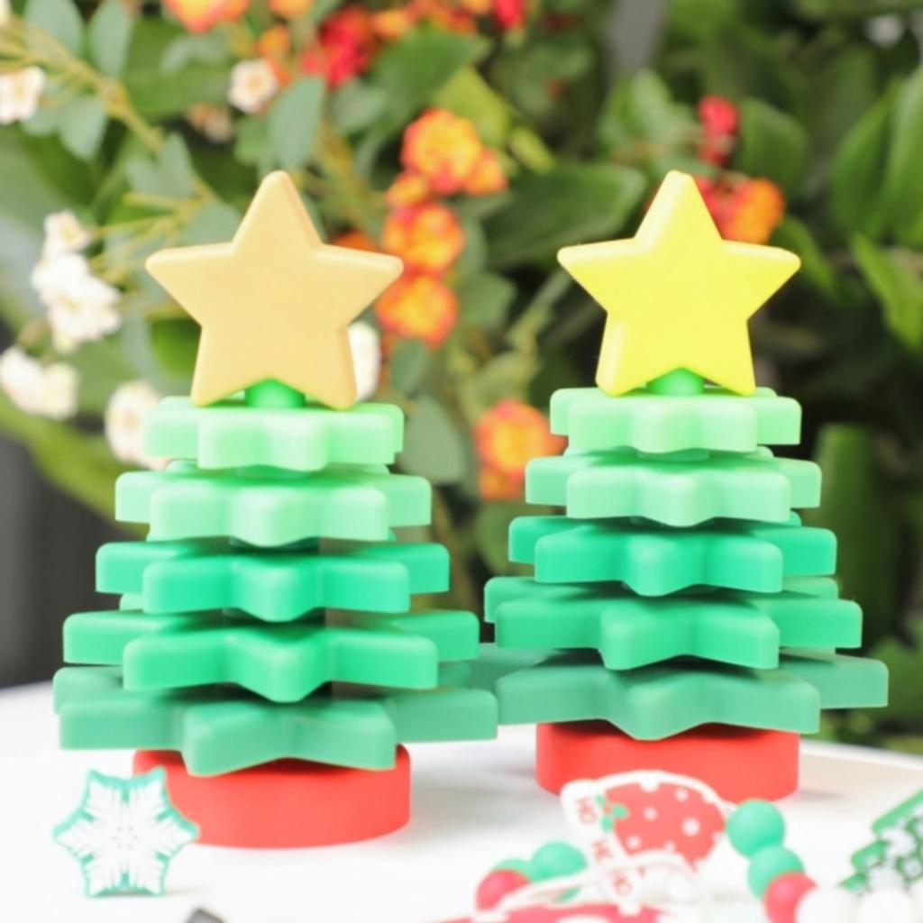 Christmas Tree Silicone Baby Sensory Toy 6-12 Months Toddler Montessori Preschool Learning Stacking Travel Toys, Gifts for Kids