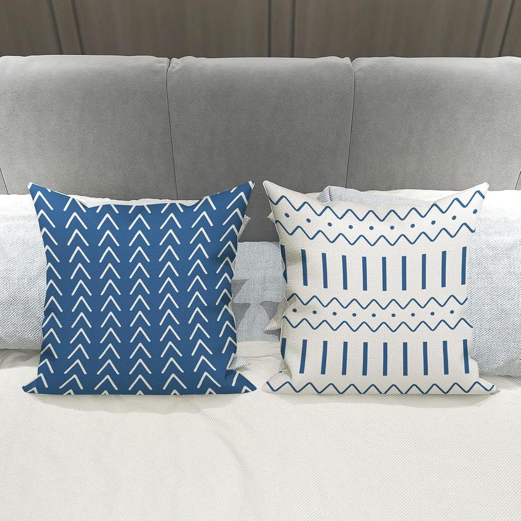 Modern Light Blue Pillow Covers Linen Fabric Cushion Covers For Sofa Couch Bed Car Living Room Bedroom Outdoor Home Decor