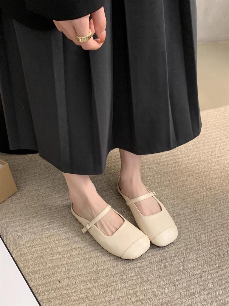 Baotou pantofle dámské svrchní nošení 2025 nové korejská verze jemné vílí měkké ploché ležérní nazouvací mullerky