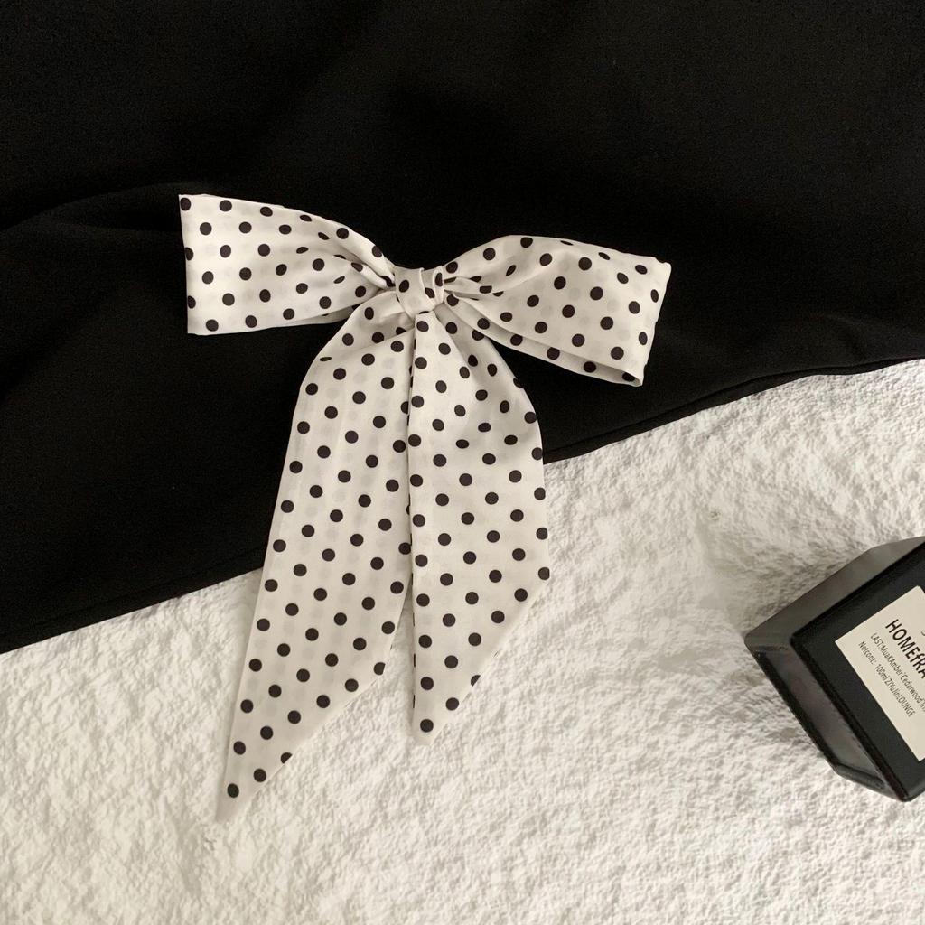 Korean Style Leopard Print Polka Dot Women's Silk Tie Scarf and Headscarf Ribbon