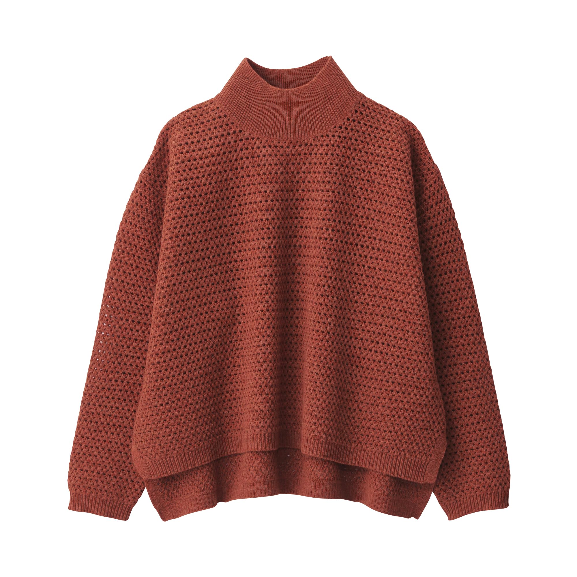 

MUJI Women s Wool Blend Knit Mesh Pullover, BG1R2A4A, Smoky Orange, Size M