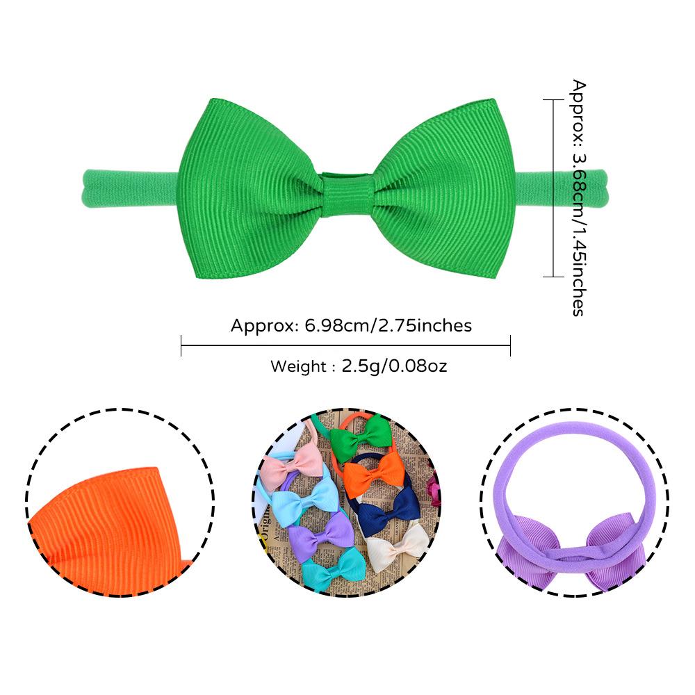 6Pcs/set Solid Grograin Ribbon Bowknot Headband For Girls Headwear Elastic Hair Bands Infant Kids Hair Accessories