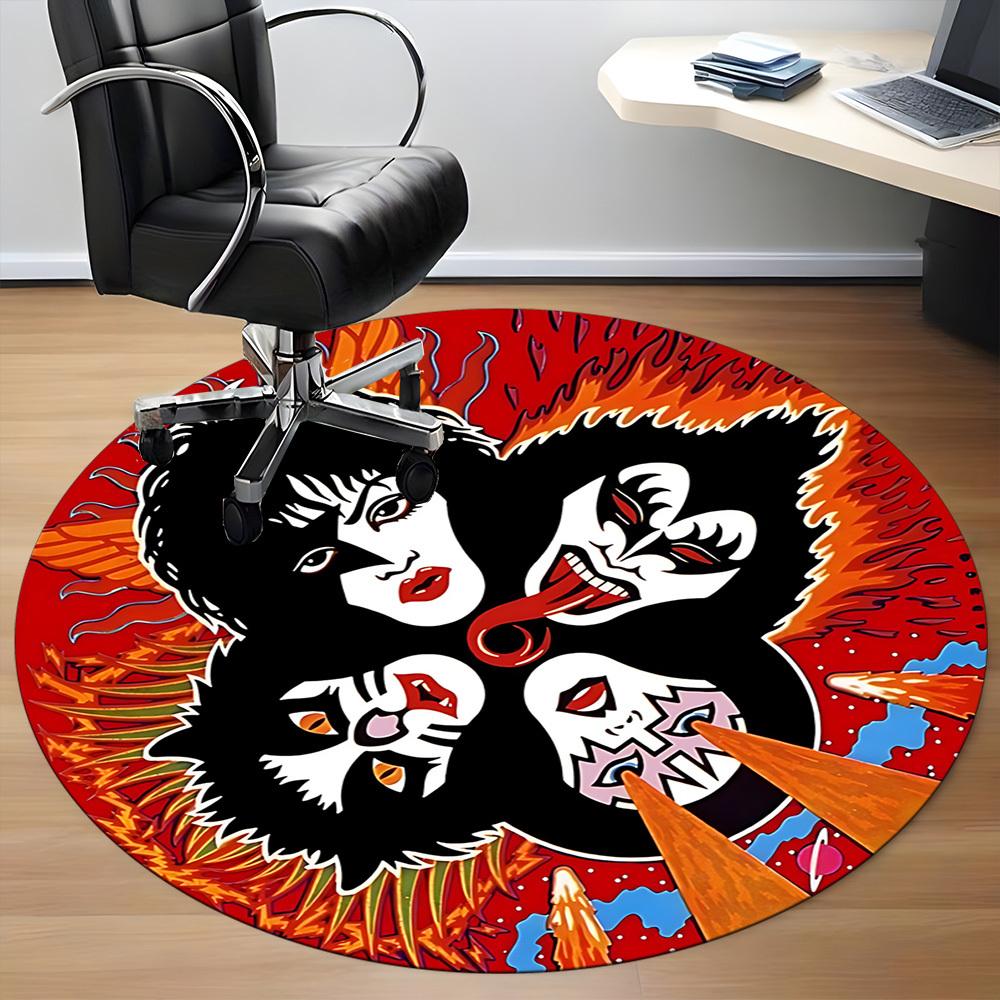 1pc KISS Band Office Round Area Rug, Indoor Mat Suitable For Office, Under Office Chairs Bedroom Living Room Home Decor a0908123