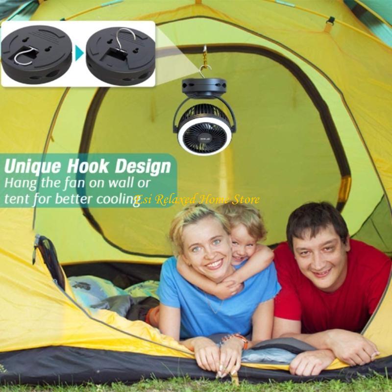 

B46E 10000mAh Camping Fan with LED Light Battery Operated Portable Fan with Hanging Hook 720°Rotating&360° Adjustable up&Down CHINA