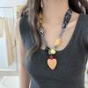 Multicolor Wood Bead Necklace Clavicle Chain Bohemian Choker Patchwork Cloth Chain Necklace  Girls