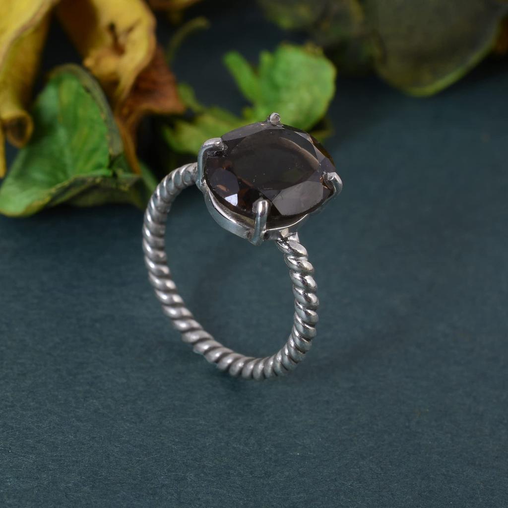 Smoky Quartz Ring, 925 Sterling Silver, Handmade Designer Ring, Statement Ring, Women Ring, Boho Ring, Birthstone Ring, Silver Charm Jewelry