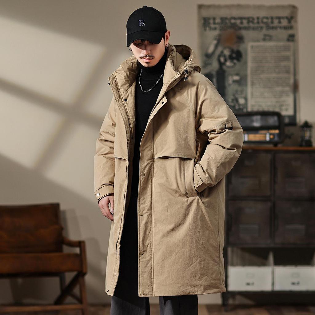 Xi Gao Men's Mid-Length Winter Down Jacket: High-Quality, Windproof, Warm, Thickened, Versatile, Casual.