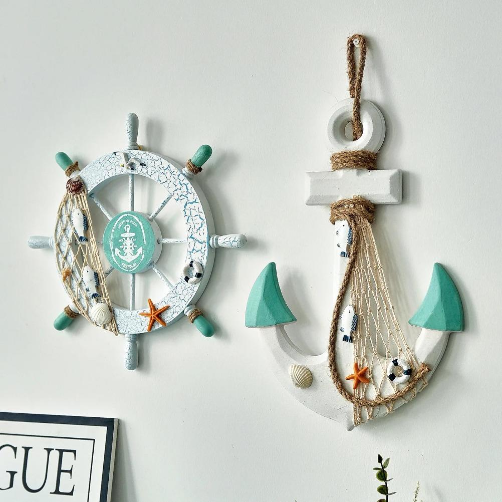 Creative Helmsman Anchor Wall Decoration Wooden Handicraft Set Wall Mounted Home Decor Items Ship Rudder Home Decoration