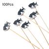 100PCS Disposable Fruit Tags, Crabs Octopuses Dolphins Decor Bamboo Skewers, with Sharp Tip Cocktail Sticks, for Pool Parties Restaurants Banquets