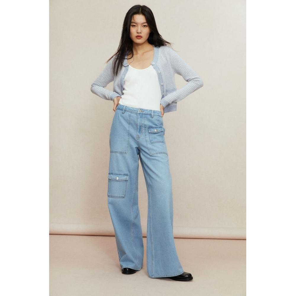 

H M Pocket Detail deniM Pants ligHt deniM Blue