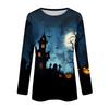Damen Halloween Bedruckter Pullover Sweatshirt Langarm Rundhalsausschnitt Lässiges Lockeres Oberteil für Herbst Winter Alltag