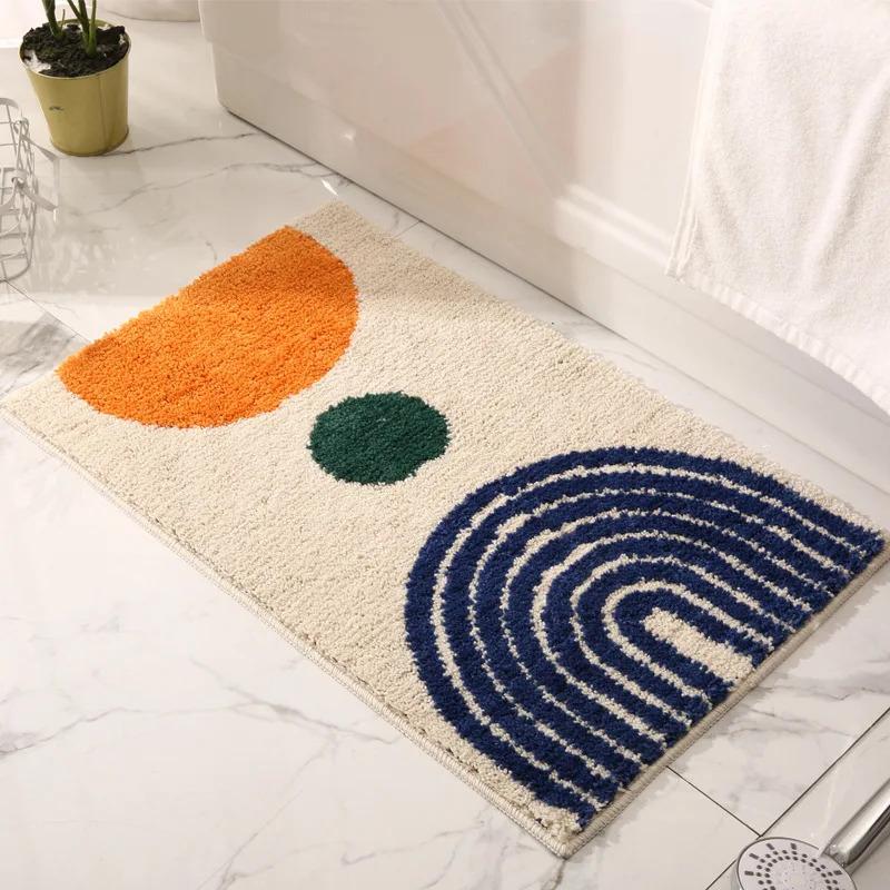 VIKAMA Modern Abstract Art Bath Mat, Soft Fluffy & Non-Slip, Ultra-Absorbent Quick Dry Shower Mat for Luxury Bathroom & Vanity