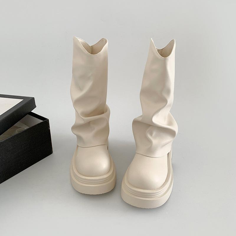 Fashion retro British style thick heel platform Martin boots women's 2025 summer versatile new trouser tube boots short boots