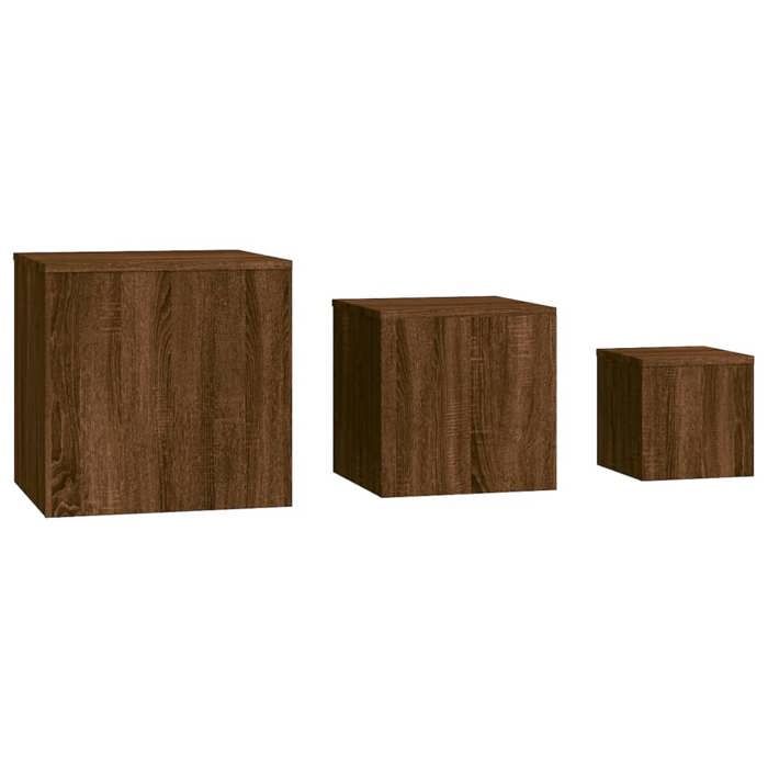815989 vidaXL Side Tables 3 Pcs Brown Oak Engineered Wood