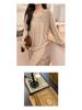 2025 Korean Women's Pajamas with Bra Pads: Knitted Long Sleeve & Pants, Plus Size, for Spring, Autumn, Winter
