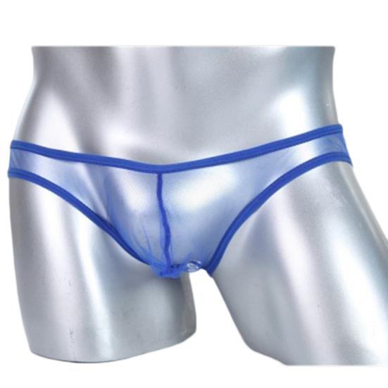Men Sexy See-Through Mesh Solid Color T-Back Thong Briefs Low Rise Underwear