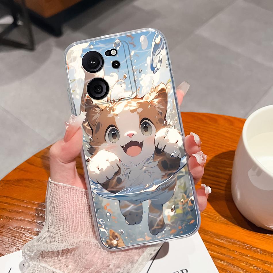 Clear Case For Xiaomi 13T Pro Soft TPU Silicone Cute Cartoon Back Cover For Xiaomi 13 T 13TPro Anti Drop Lightweight Phone Cases