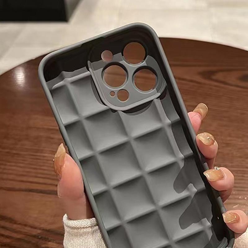 3d Diamond Plaid Phone Case For Iphone 11 12 13 14 Pro X Xr Xs Max 6s 7 8 Plus Matte Fashion Shockproof Soft Silicon Phone Case