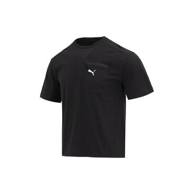 Solid Color Round Neck Pullover Breathable Short Sleeve T-Shirt Men Tops Black 676677-01