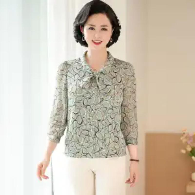 Women's New Stitched V-Neck Butterfly Button Print Fashionable Loose and Unresistant Casual Long Sleeve Shirts