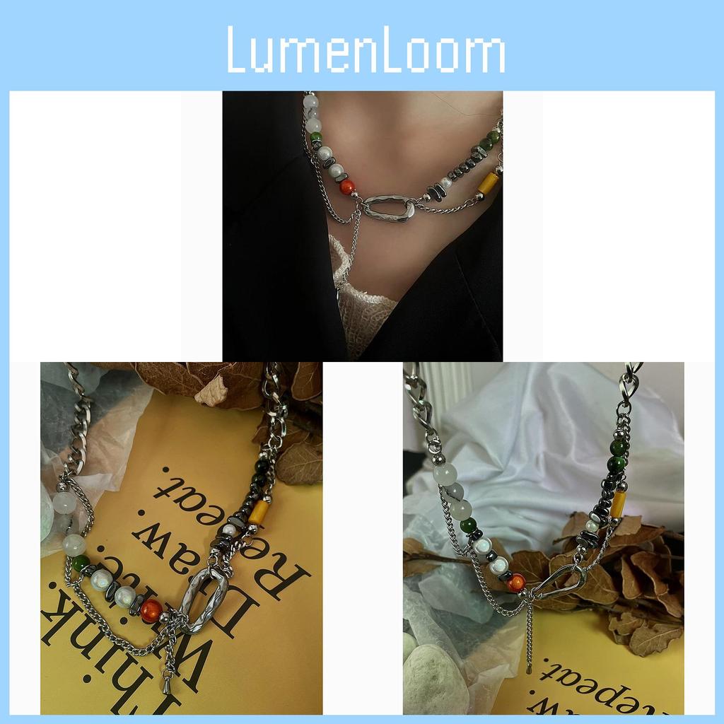 Geometric Pearl Drop Necklace With Stainless Steel Chain For Women And Men