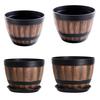 Yousheng Large Flower Pot Whiskey Barrel Design Plant Pot with Drainage Holes Saucer Lotus Planter Rustic Garden Pots for Herbs Outdoor Planting