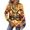 Women's Carnival Printed Fashion Long Sleeve Button Hoodie Top