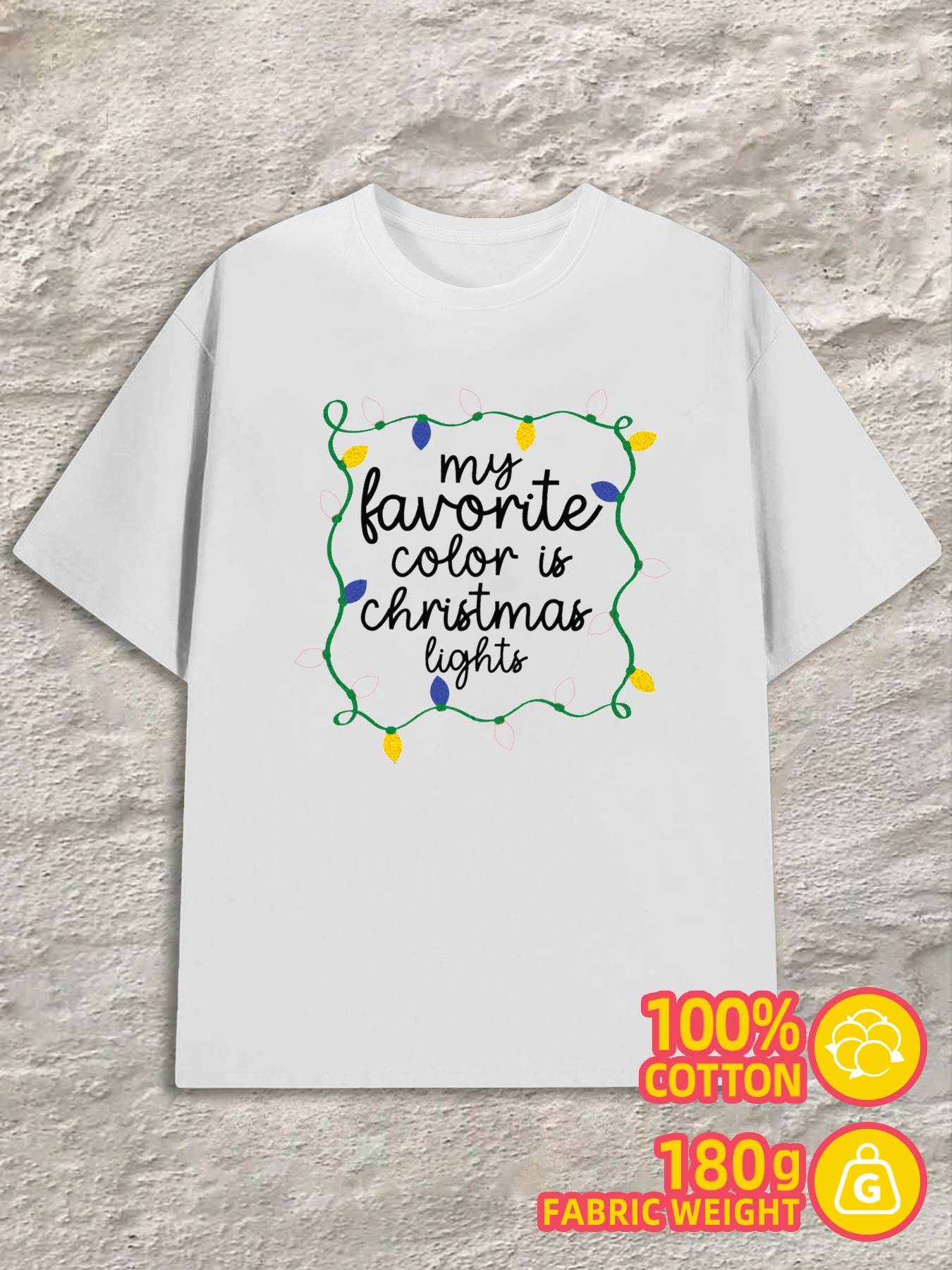 Men s T-Shirt Y2K Favorite Christmas Lights Comfort White Plus Size 3XL