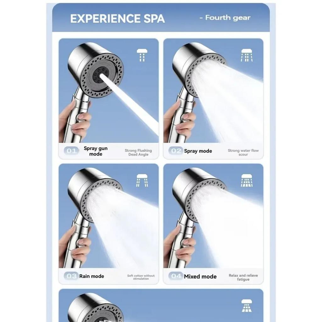 High Pressure Water Saving Filter Shower Head 5 Modes Handheld Shower Head One Button Stop Bathroom Accessories
