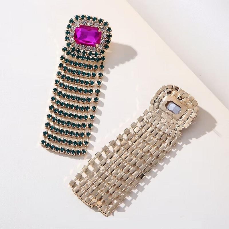 Fashion Statement Earring Long Full Rhinestone Big Earrings For Women Euorpe Evening Party Crystal Tassel Earings