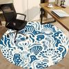 1pc Oceanic Marine Office Round Area Rug, Indoor Mat Suitable For Office, Under Office Chairs Bedroom Living Room Home Decor, Room Deco