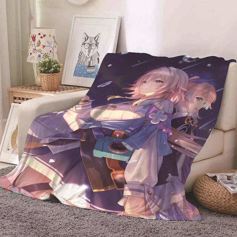 Anime Honkai Star Rail Kafka Flannel Blanket Cute Cartoon Printed Warm Soft Blankets Home Bedding Decor Winter Blankets