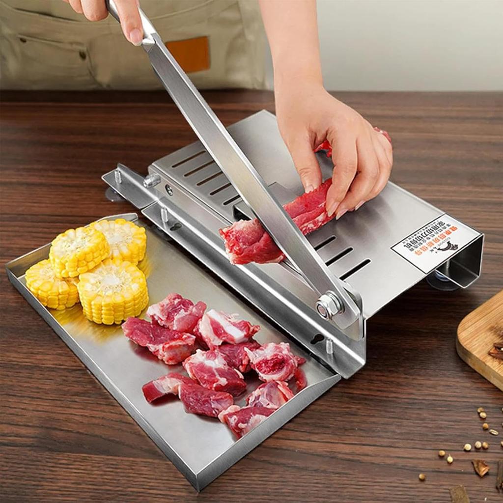 Manual Bone Meat Slicer, Stainless Steel Cutter Machine with 110Inch, Rib Fish Chicken Beef Cutting Machine for Home Cooking and Commercial