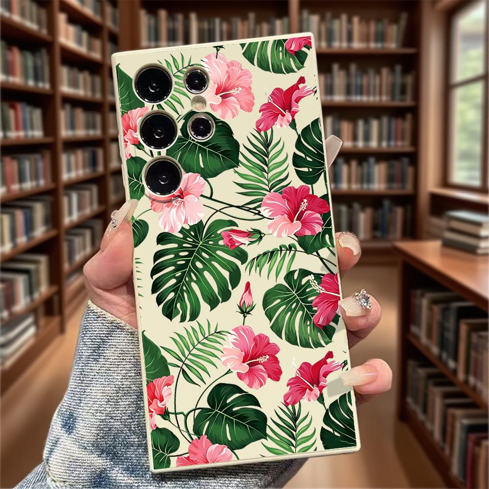 Tropical Hibiscus Flowers Soft TPU Case Slim Shockproof Protective Cover For Samsung Galaxy S Ultra FE Plus A Series 5G