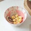 Under Glaze Color Rice Bowl Strawberry Rabbit Pattern Noodle Bowl Fruit Salad Bowl  Tableware