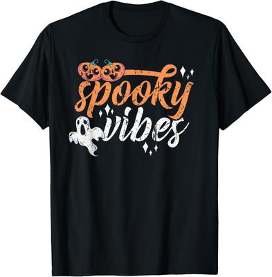 Vintage Spooky Vibes Halloween Novelty Graphic Art Design T-Shirt