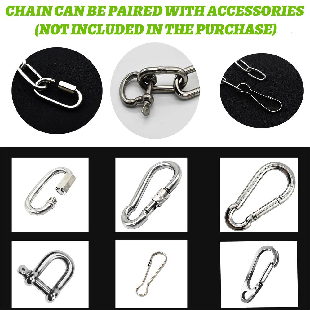 304 Stainless Steel Chain 1–5M Welded Rust‑Proof Metal Chain for Hanging Swing Pet Leash Clothesline Guardrail DIY Projects