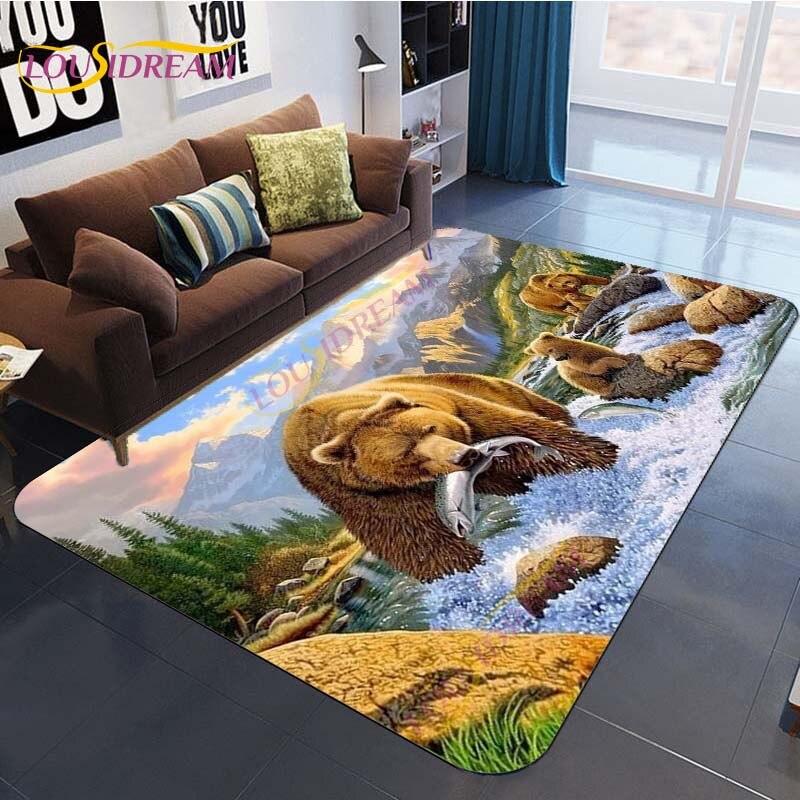 Tierteppich Cartoon Bär Muster Bereich Teppich Teppich Braunbär Fußmatten Teppich für Wohnzimmer Schlafzimmer Stuhl Matte Kinder Spielmatte