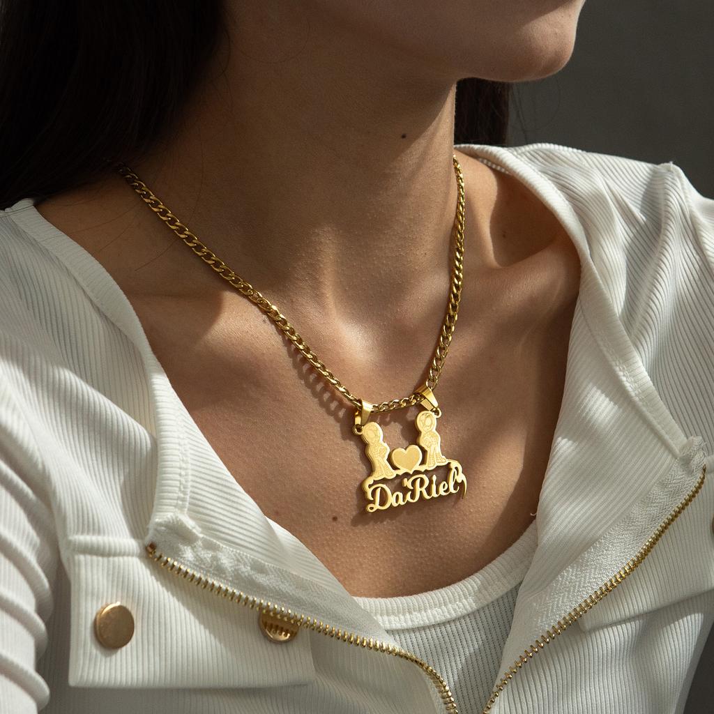 Atoztide Personalized Custom Engrave Name Necklace for Women Stainless Steel Butterfly Nameplate Choker Link Chain Jewelry Gifts