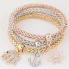 Platform Explosion, European and American Flash Diamond Big Peach Heart, a Variety of Three-color Corn Chain Bracelets, Three-piece Bracelets