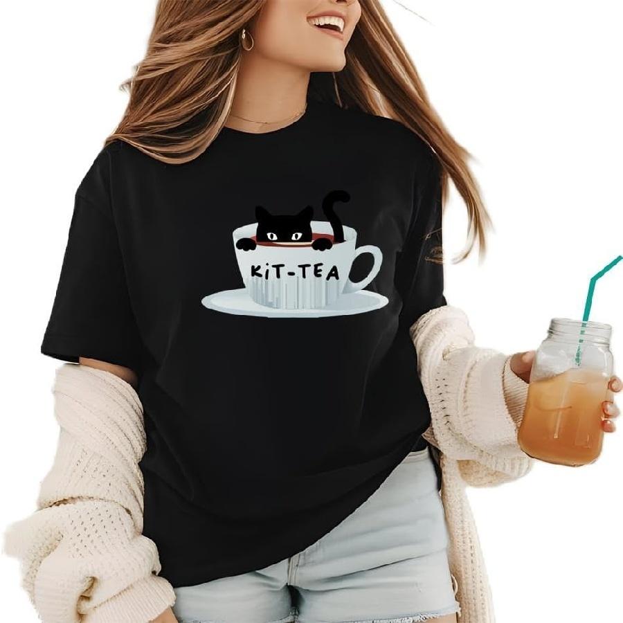 

BlackCatT-ShirtKit-TeaCatLoverT-Shirt Classic-Premium-Heavyweight Crewneck T-Shirt, Sweatshirt Hoodie Tanktop for Women Black XXXXXL чорний